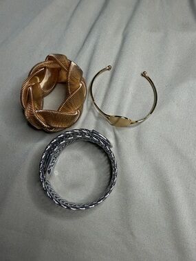 Gold and Silver Mixed Metal Bangle Set